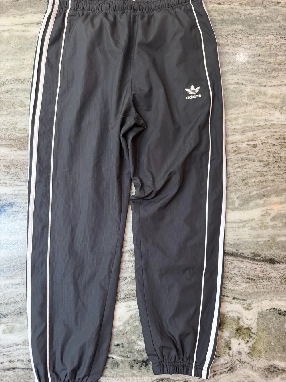 Adidas Black Track Joggers with White Side Stripes